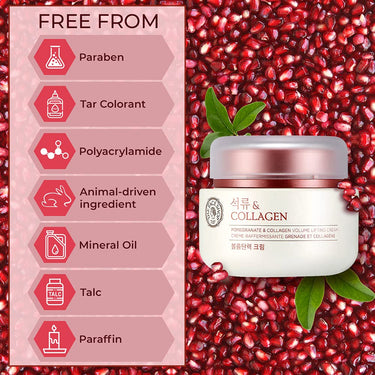 The Face Shop Pomegranate & Collagen Face Cream With 10% Marine Collagen & Pomegranate Extracts | Day & Night Cream to smooth wrinkles & give intense moisturization | Suitable For All Skin Types, 100Ml